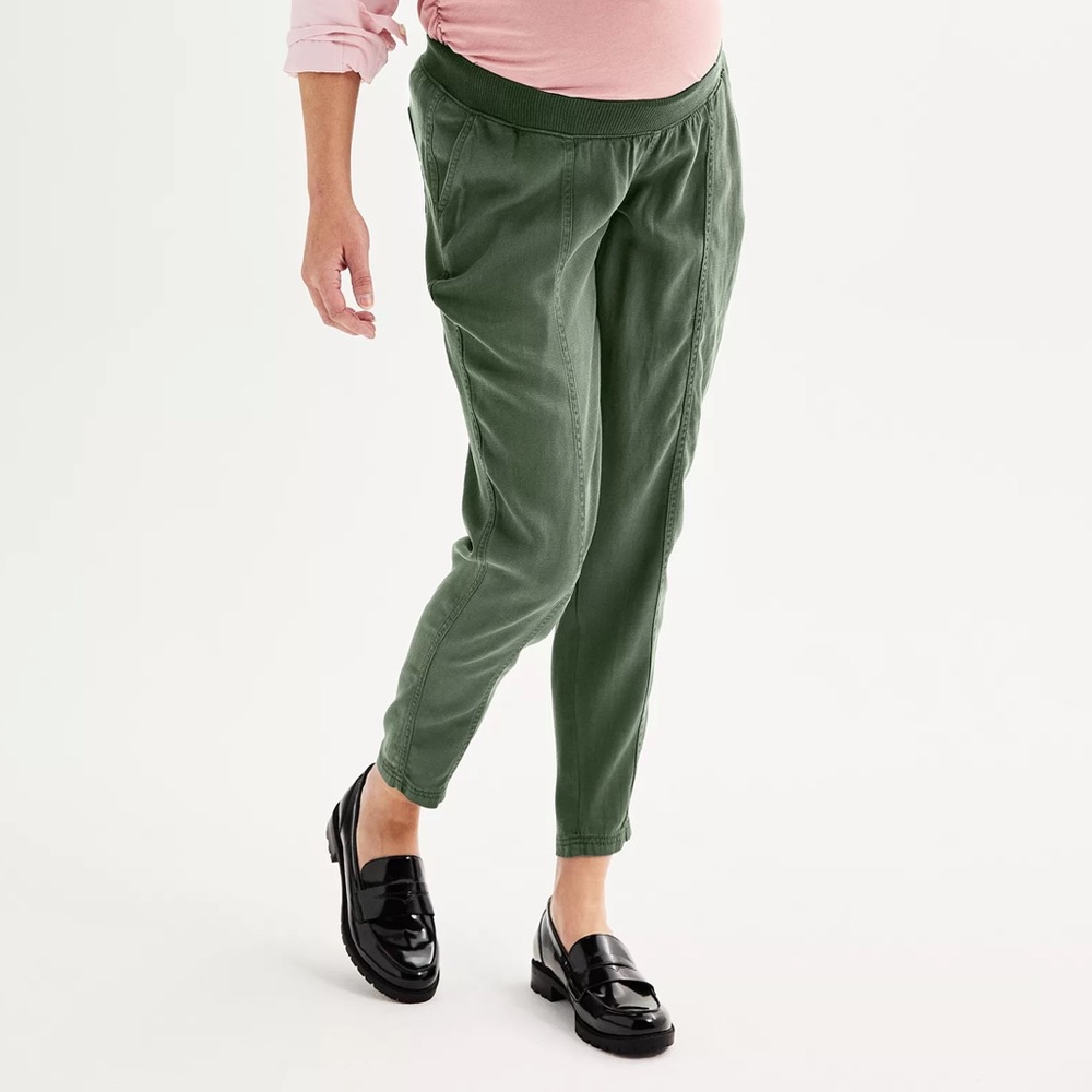 New Sonoma olive maternity pants under belly womens xl 16 18